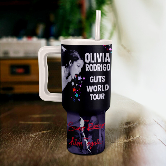 Oliviaa RodriG0 Guts World Tour Music Custom Stanley Quencher 40oz Stainless Steel Tumbler HG With Handle