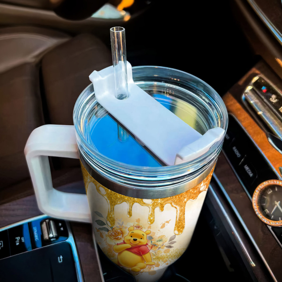 Pooh Winnie the Pooh Cartoon Custom Quencher 30oz or 40oz Stainless Steel Tumbler HG With Handle
