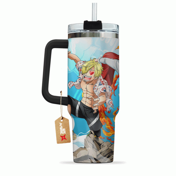 Sanji One Piece Anime Custom 30oz or 40oz Quencher Stainless Steel Tumbler With Handle, Best Gift Idea NVA, Best Gift Idea NVA
