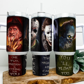 Serial Killers Horror Movies Custom   Quencher 30oz or 40oz Stainless Steel Tumbler With Handle HG
