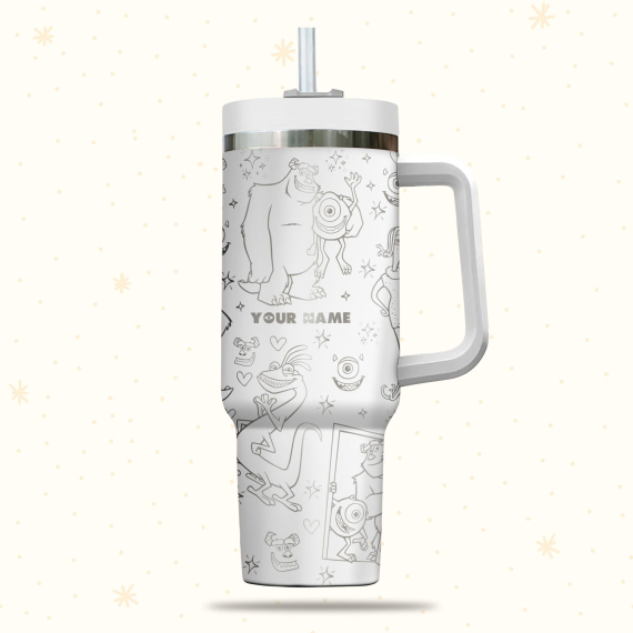 Sullivan And Mike Monster Inc Disney Cartoon Custom Stanley Quencher 30oz or 40oz Stainless Steel Tumbler With Handle HG