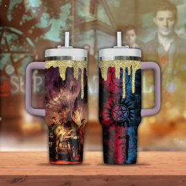 Supernatural TV Series Custom Quencher 30oz or 40oz Stainless Steel Tumbler With Handle, Best Gifts NVA