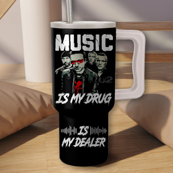 U2 Band Music Custom Stanley Quencher 40oz Stainless Steel Tumbler HG With Handle
