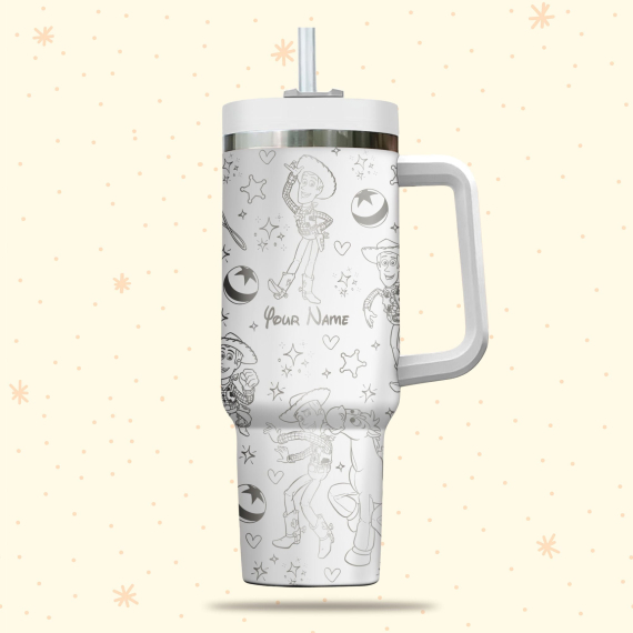 Woody Toy Story Disney Cartoon  30oz or 40oz Quencher Stainless Steel Tumbler With Handle, Best Gift Idea NVA