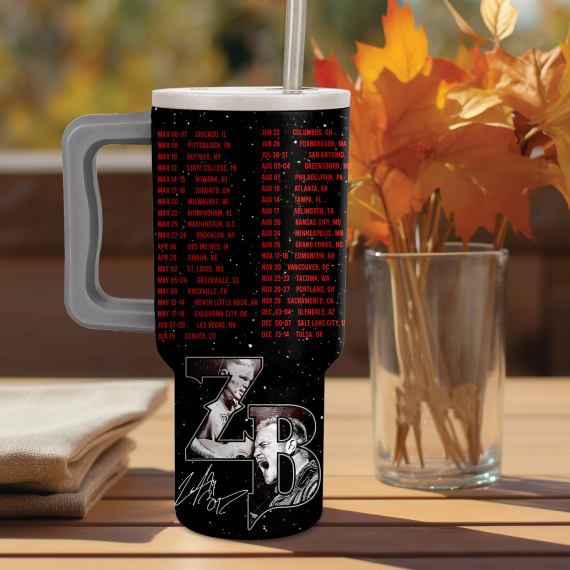 Zach Bryan The Quittin Time Tour 24 Music Custom Stanley Quencher 40oz Stainless Steel Tumbler HG With Handle
